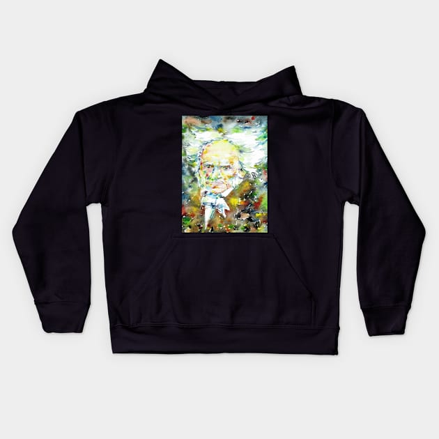 ARTHUR SCHOPENHAUER - watercolor portrait.1 Kids Hoodie by lautir